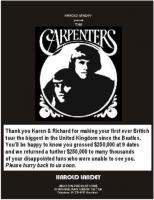 Carpenters British tour 1974