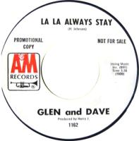 Glen and Dave: La La Always Stay US promo 7-inch