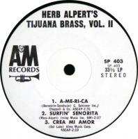 Herb Alpert's Tijuana Brass Volume 2 US promo jukebox album