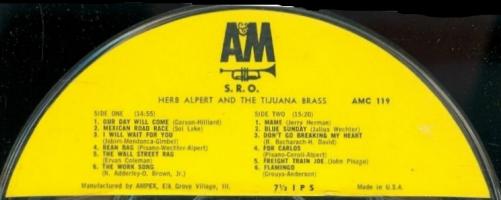 Herb Alpert & the Tijuana Brass Open Reel Tape, Label