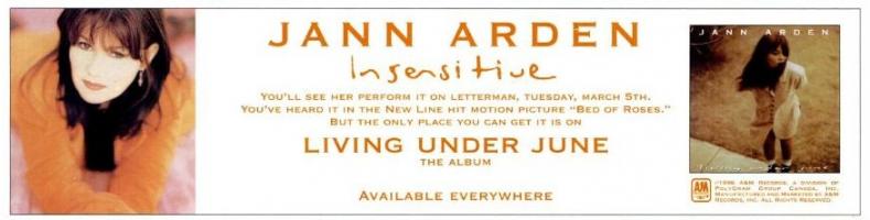 Jann Arden: Living Under June US ad