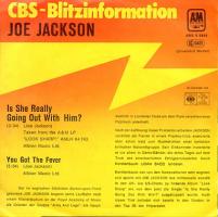 Joe Jackson: Is She Really Going Out With Him? Germany promo 7-inch