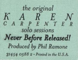 Karen Carpenter solo album US sticker