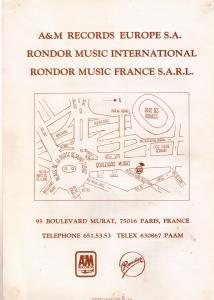 A&M Records Europe Brochure