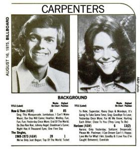 Carpenters Billboard Backgrounder 1975