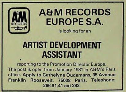 A&M Records Europe employment ad