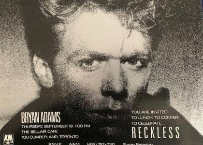 Invitation to Diamond Award for Bryan Adams' "Reckless" album 