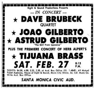 Herb Alpert & the Tijuana Brass: first concert US ad