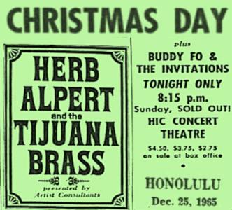 Herb Alpert & the Tijuana Brass 1965 concert ad